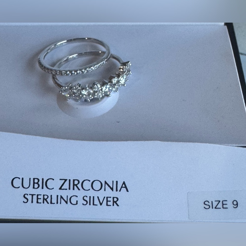 Elegant Silver Cubic Zirconia Ring Set
